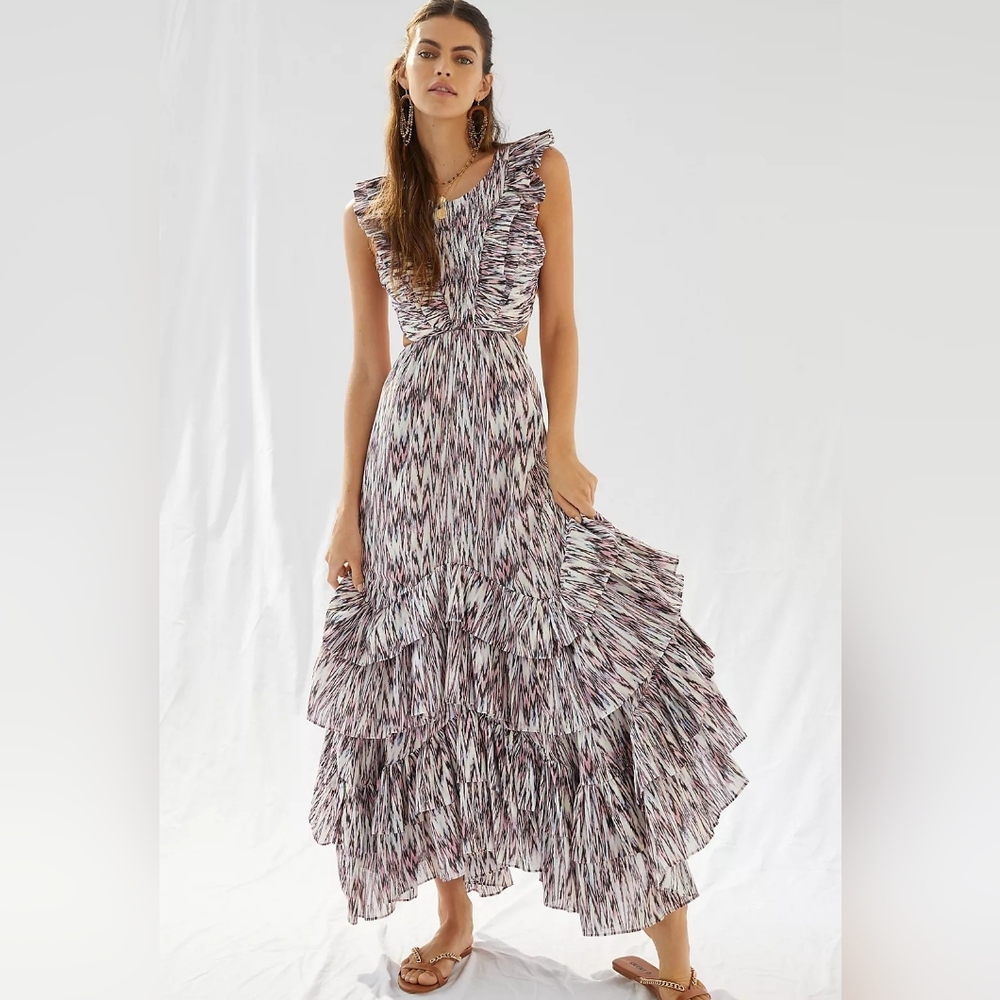Magali Pascal Ruffled Cut-Out Maxi Dress